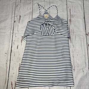 Maeve Anthropologie Ahoy Nautical Striped Swing Mini Dress with Bow